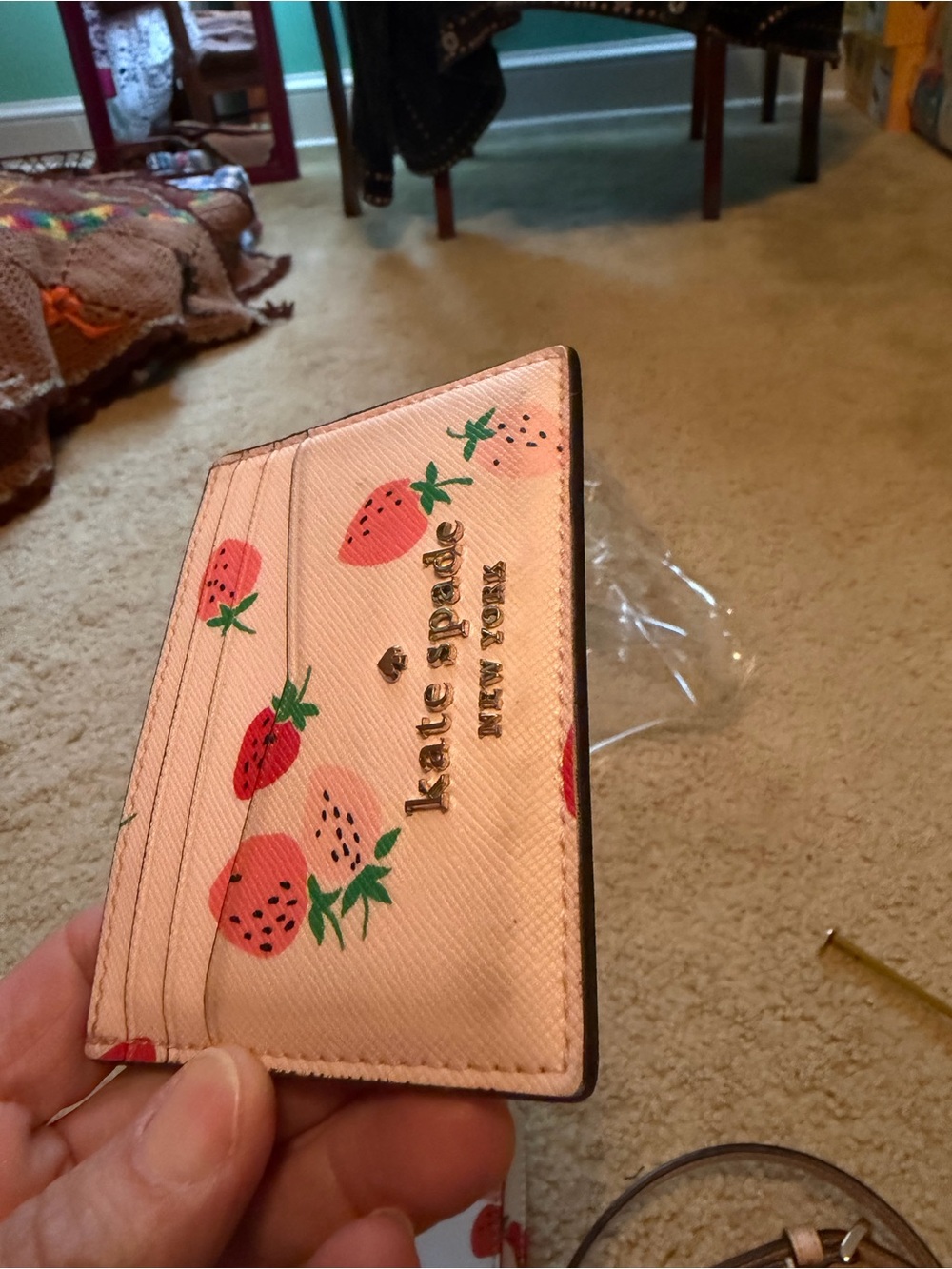 kate spade Pink Strawberry Print Mini Crossbody Top-Handle Bag - Picture 9 of 10